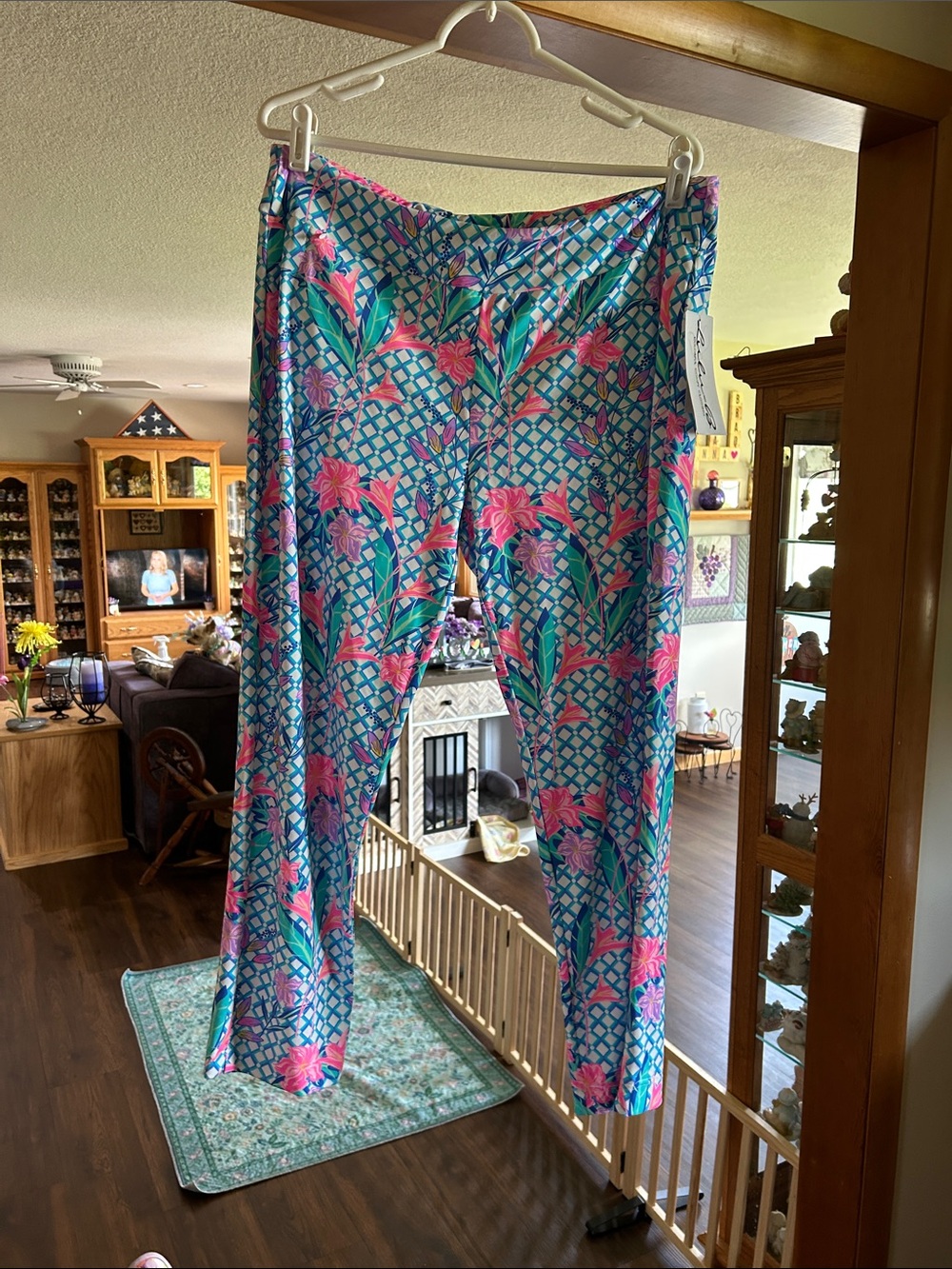 Lulu-B Turquoise Lattice Floral Dress with Pink & Teal Accents